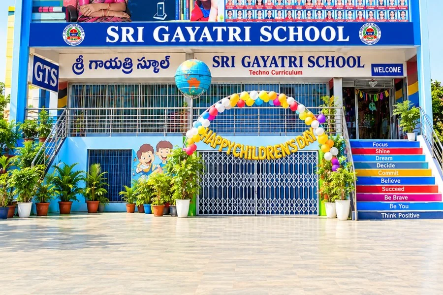 Sri Gayatri Techno School Main Campus Entrance and Building in Badangpet